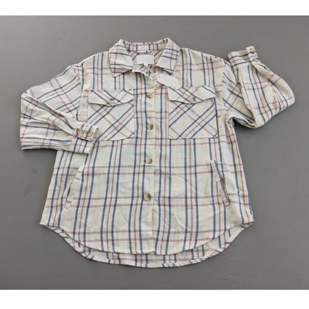 Ashley by 26 International Size LARGE Women Plaid Flannel Shacket Outerwear NWT